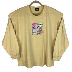 Vintage Stussy California Cali Girl Long Sleeve T-Shirt Crew Neck Y2K 90s XL